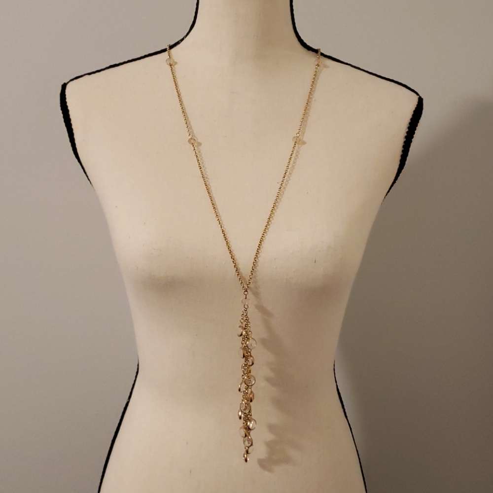 Gold and clear long necklace